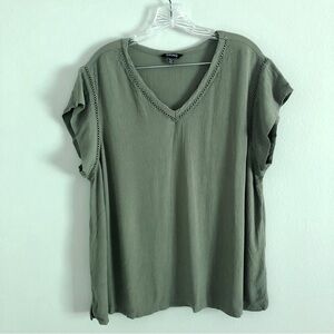 Buffalo David Bitton Plus Size Army Green Short Sleeve Top